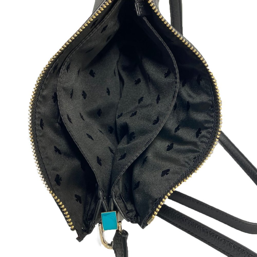 Kate Spade Triple Gusset Crossbody Pebbled Leather Black Latest Fashion - Picture 6 of 8
